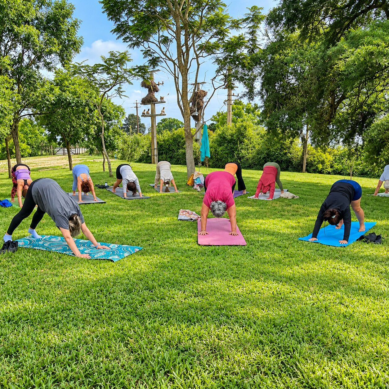 Práctica de yoga en la escuela